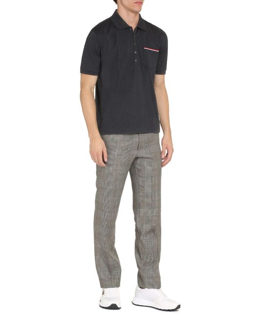 Thom Browne Black Short Sleeve Cotton Polo Shirt for men