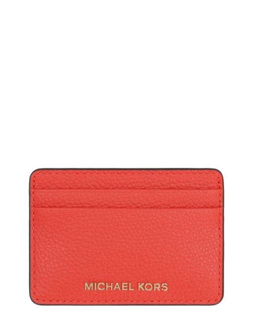 Portacarte Jet Set in pelle di MICHAEL Michael Kors in Red
