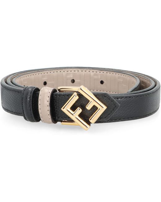Fendi Gray Ff Diamonds Reversible Leather Belt
