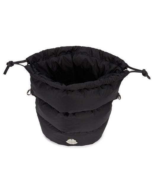 Moncler Black Mini Bucket Handbag With Drawstring Closure