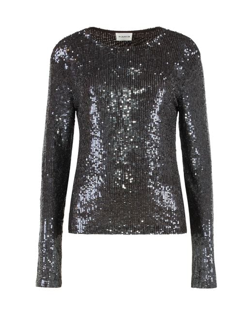 P.A.R.O.S.H. Black P.A.R.O..H. Long-Sleeved Top With Sequins