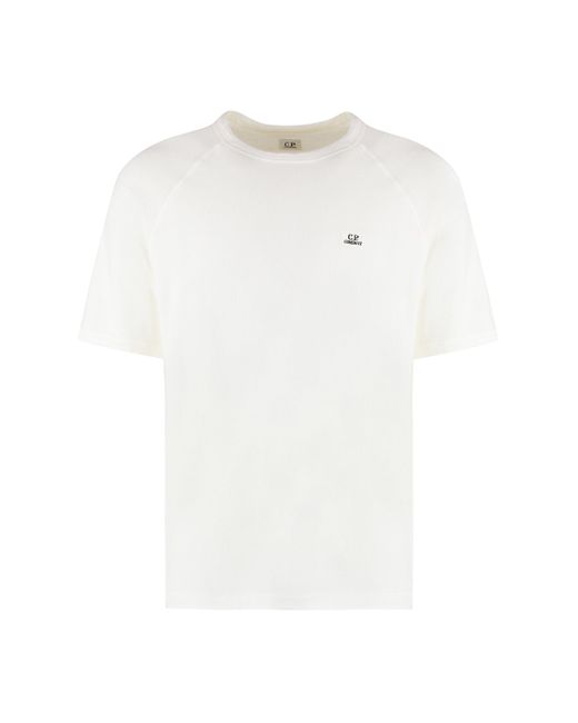 T-shirt girocollo in cotone di C P Company in White da Uomo
