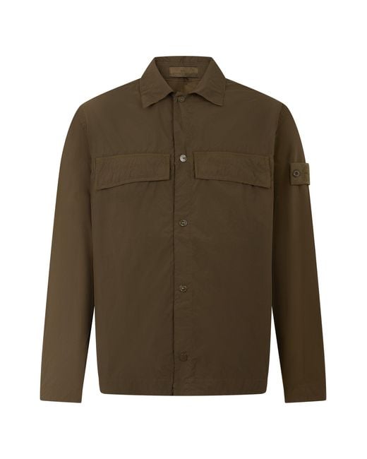 Stone Island Green Overshirt With Buttons for men