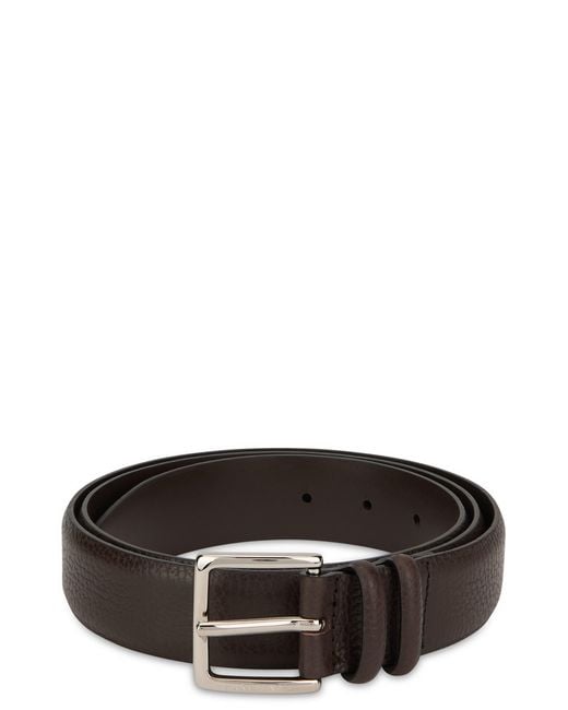 Orciani Black Leather Belt for men