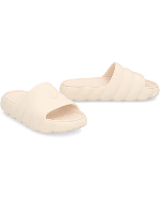 Moncler White Lilo Rubber Slides