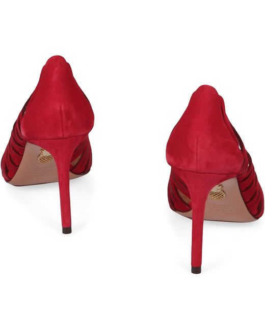 Aquazzura Red 85Mm Peep Scalloped-Cut Pumps