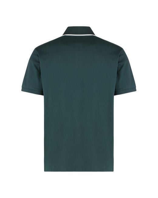 Gucci Green Piqué Cotton Polo With Embroidery for men