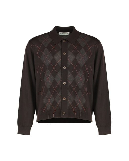 Our Legacy Polo Pub Argyle in Black for Men | Lyst