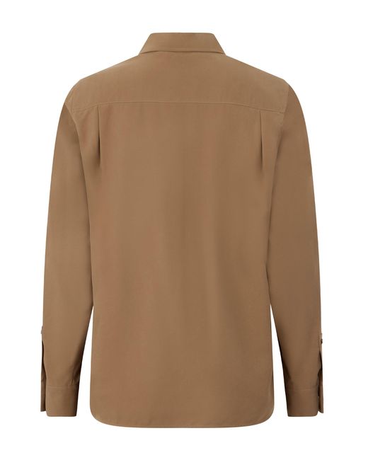 Max Mara Brown Silk Shirt With Pocket On Chest