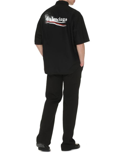 Balenciaga Black Short Sleeve Cotton Shirt for men