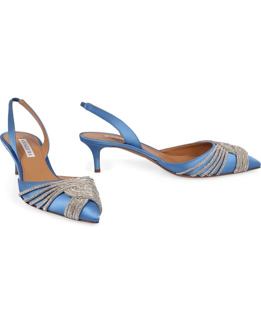 Aquazzura Blue 50Mm Gatsby Slingback Pumps