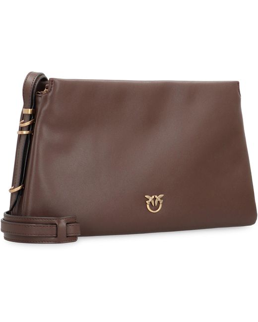 Pinko Brown One, Two, Three Leather Crossbody Bag