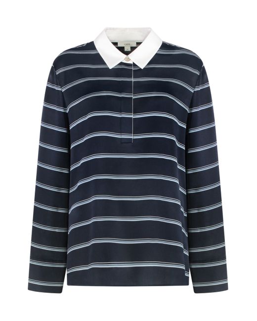 Vince Blue Silk Stripe Rugby Shirt