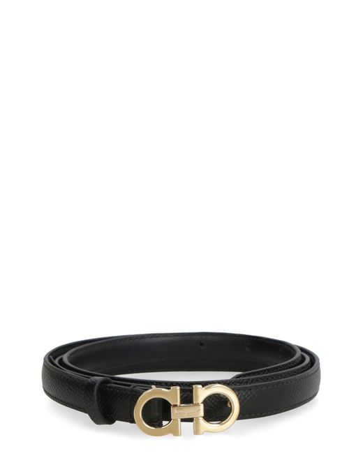 Ferragamo Black Gancini Leather Belt