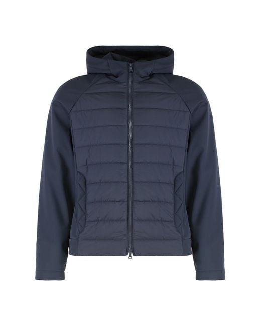 Paul & Shark Blue Technical Fabric Hooded Jacket for men