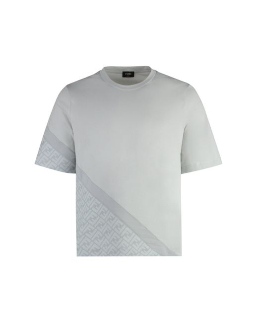 Fendi Gray Cotton Crew-neck T-shirt for men