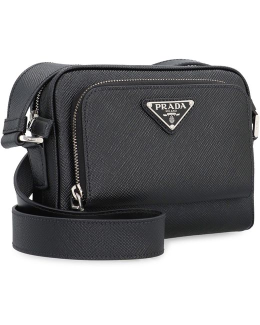 Borsa messenger con logo di Prada in Black da Uomo