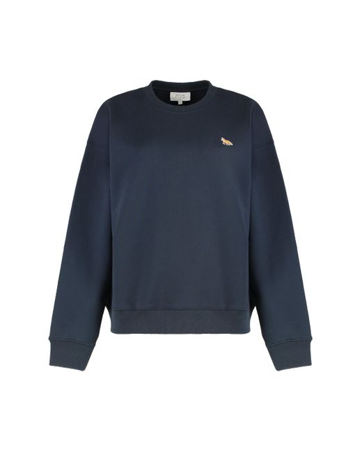 Felpa girocollo in cotone di Maison Kitsuné in Blue