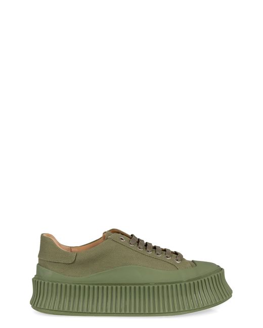 Jil Sander Green Canvas Platform Sneakers