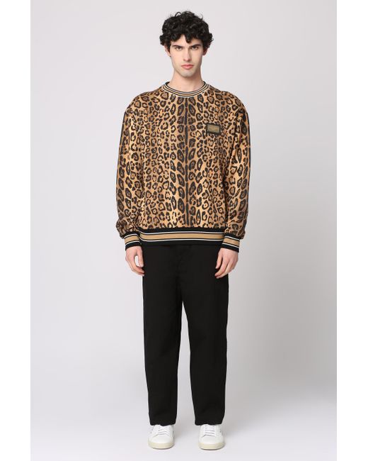Dolce & Gabbana Brown Cotton Crew-Neck Sweatshirt for men
