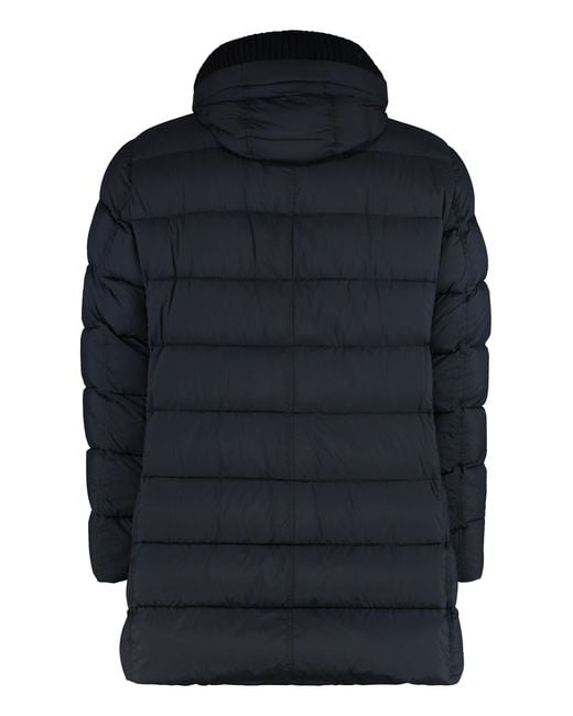 Herno Blue Hooded Techno Fabric Down Jacket for men