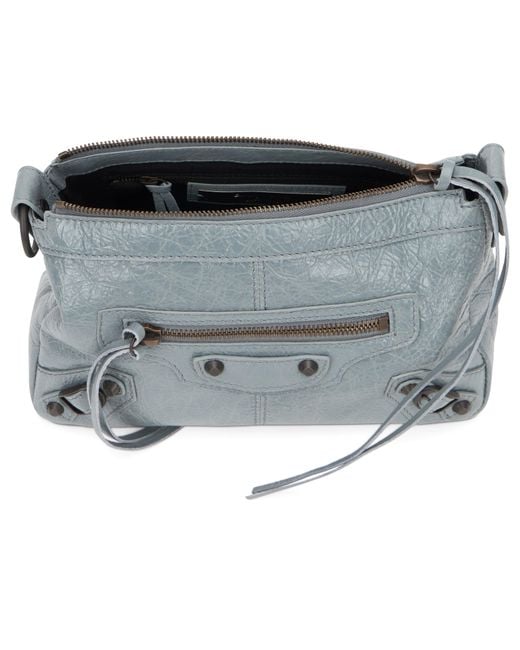 Balenciaga Gray Le City Moto Mini Lambskin Shoulder Bag