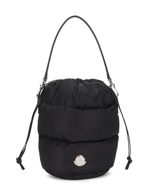 Moncler Black Mini Bucket Handbag With Drawstring Closure