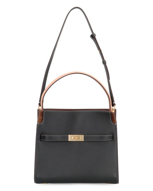 Tory Burch Black Double Lee Radziwill Leather Handbag