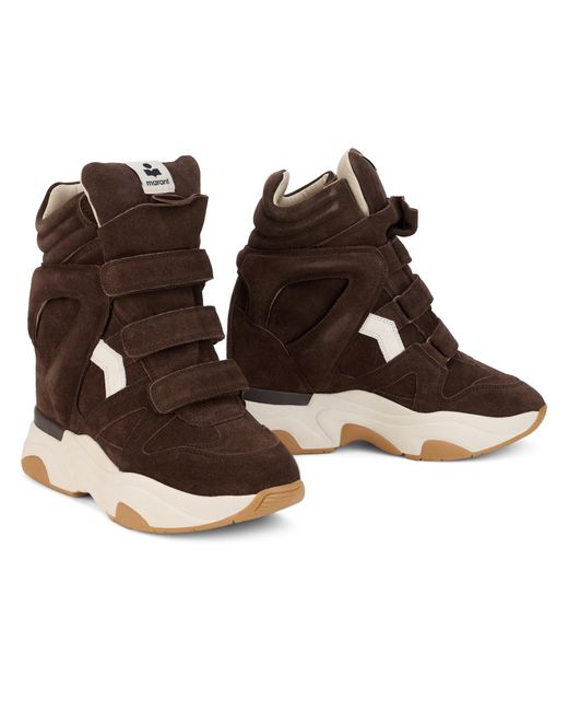 Isabel Marant Brown Wedge High-Top Suede Lace-Up Sneaker