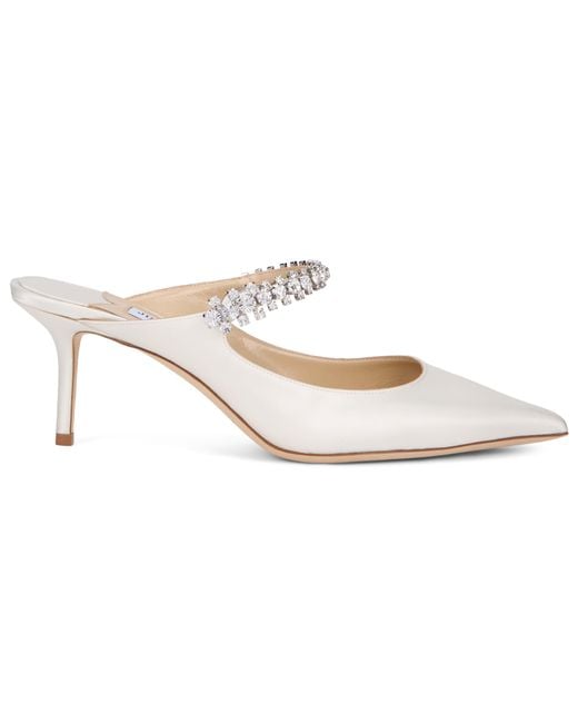 Jimmy Choo White Pointed Décolletage With Rhinestones