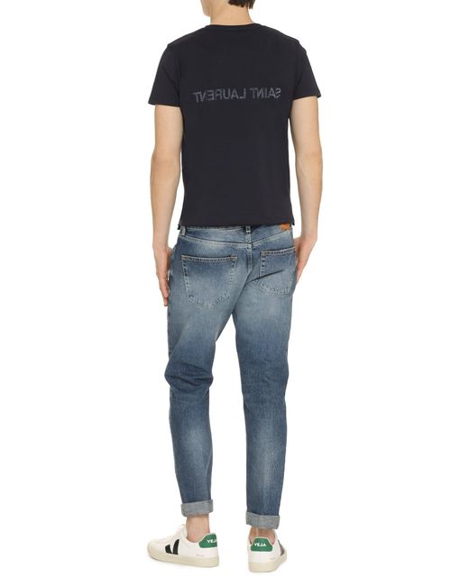 Saint Laurent Black Logo Cotton T-Shirt for men