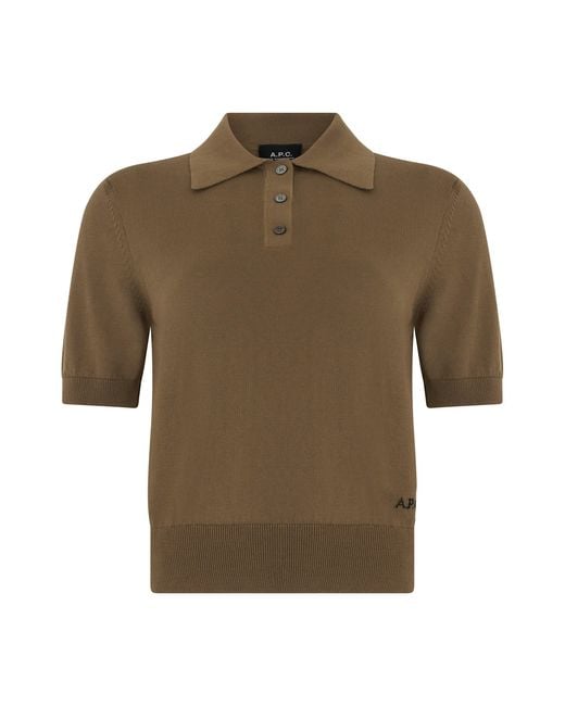 A.P.C. Green Cotton Knit Polo