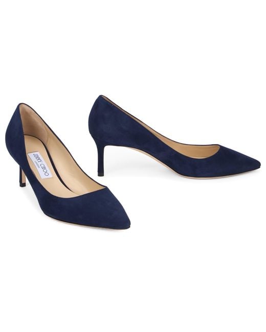 Jimmy Choo Blue Romy 60 Suede Décolleté