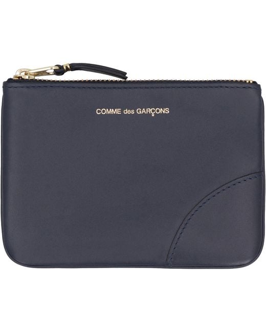 Comme des Garçons Blue Small Leather Flat Pouch