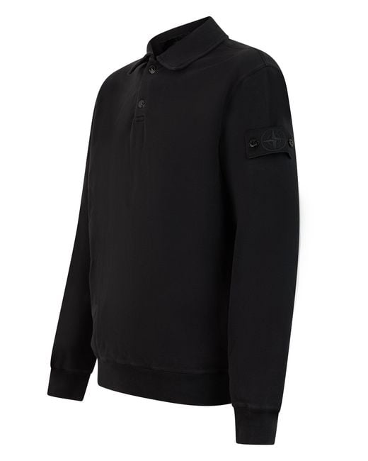 Stone Island Black Long Sleeve Polo for men