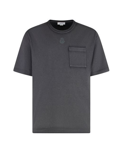 McQueen Black Cotton Crew-Neck T-Shirt for men