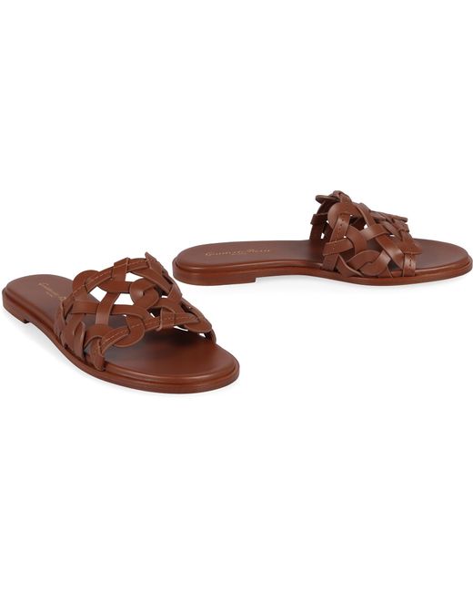 Gianvito Rossi Brown Amalfi Leather Slides