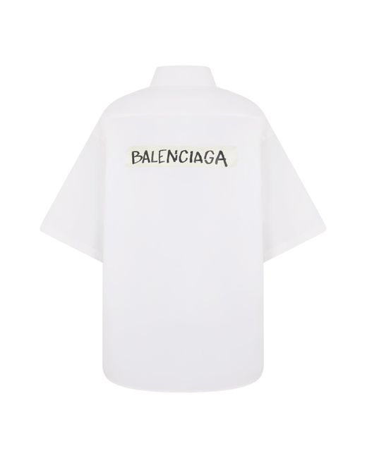Balenciaga White Oversized Shirt With Short Sleeves for men