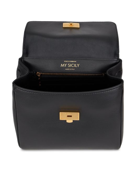 Dolce & Gabbana Black My Sicily Leather Handbag