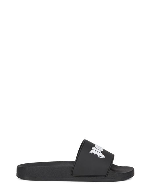 Palm Angels Black Rubber Sandals With Logo for men