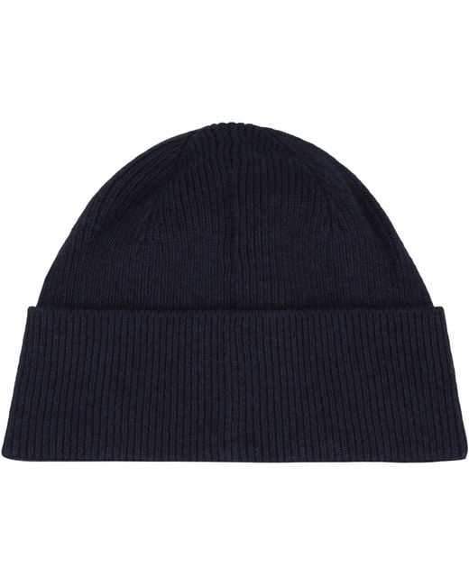 Boss Blue Knit Cap With Logo for men
