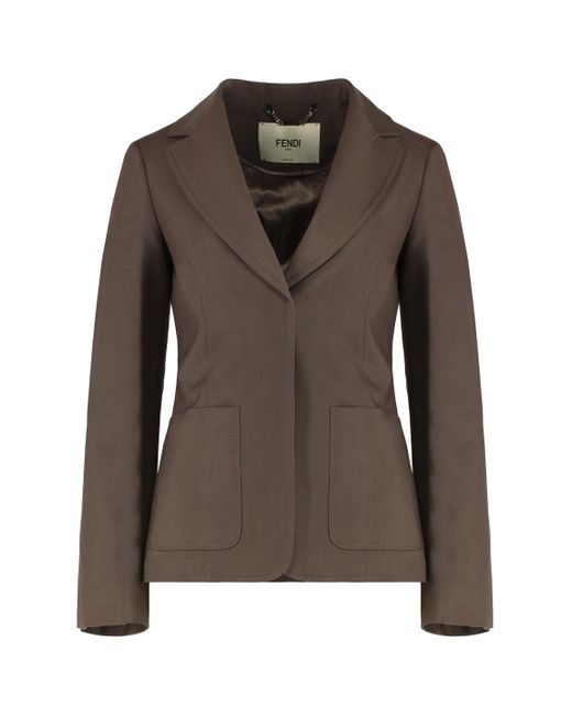 Fendi Brown Wool-Mohair Blend Blazer