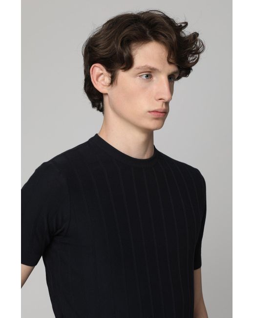 T-shirt in maglia di cotone di Paul & Shark in Black da Uomo