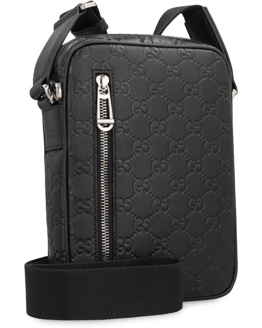 Gucci Black Gg Emblem Shoulder Bag Small Size for men