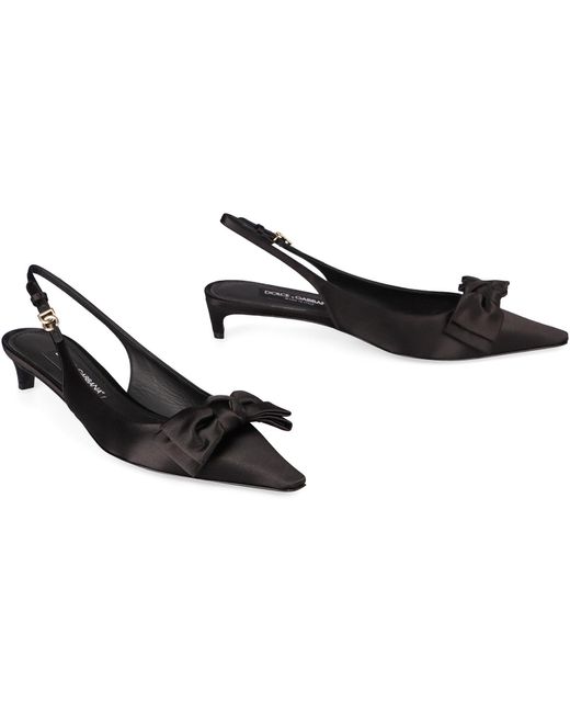 Slingback in raso di Dolce & Gabbana in Black