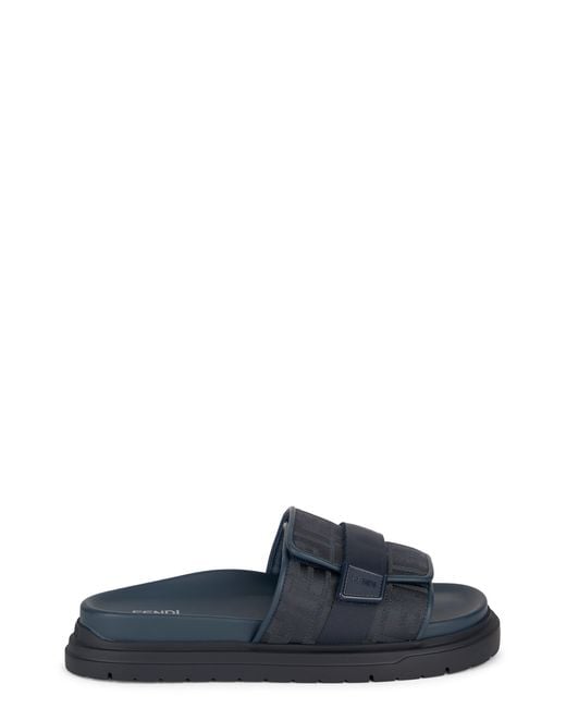 Fendi Blue Sliders Chunky Monogram for men