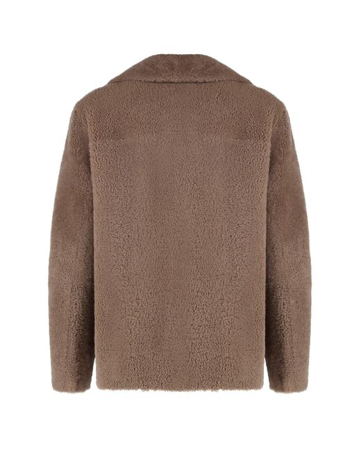 Max Mara Brown S Max Mara Futura Double-Breasted Shearling Coat