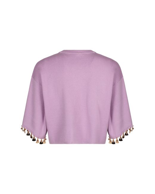 Rabanne Purple Cotton Blend Crew-Neck Sweater