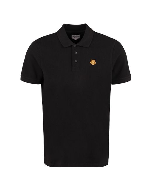 KENZO Black Cotton Piqué Polo Shirt for men