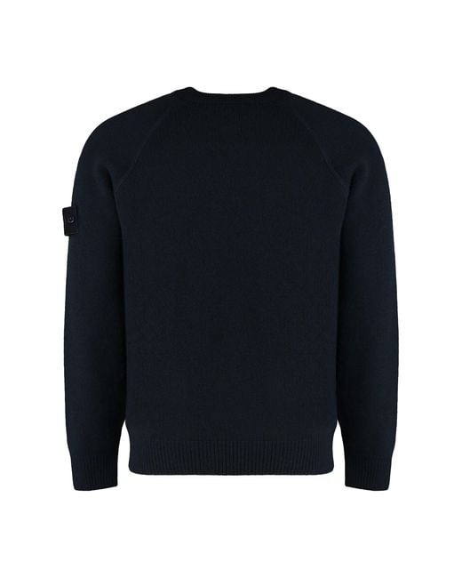Stone Island Blue Long-Sleeves Logo-Patch Sweater for men